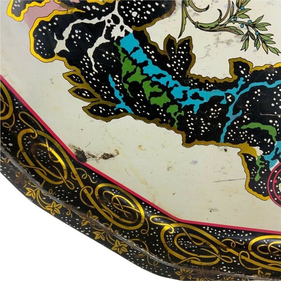 Daher Decorated Ware Metal Tray Floral Fruit Design Vintage Made In England - Picture 4 of 6